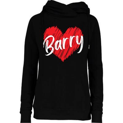 Personalized Name Barry I Love Barry Womens Funnel Neck Pullover Hood