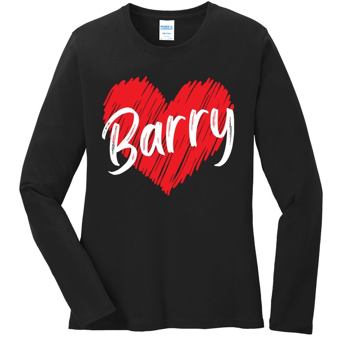 Personalized Name Barry I Love Barry Ladies Long Sleeve Shirt