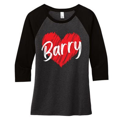 Personalized Name Barry I Love Barry Women's Tri-Blend 3/4-Sleeve Raglan Shirt