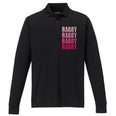 Personalized Name Barry I Love Barry Performance Long Sleeve Polo