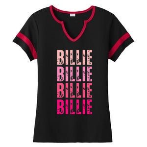 Personalized Name Billie I Love Billie Ladies Halftime Notch Neck Tee