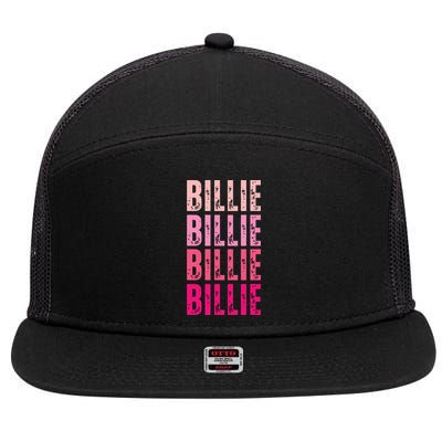 Personalized Name Billie I Love Billie 7 Panel Mesh Trucker Snapback Hat