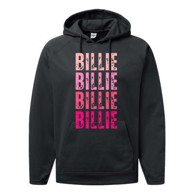 Personalized Name Billie I Love Billie Performance Fleece Hoodie