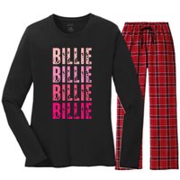 Personalized Name Billie I Love Billie Women's Long Sleeve Flannel Pajama Set 