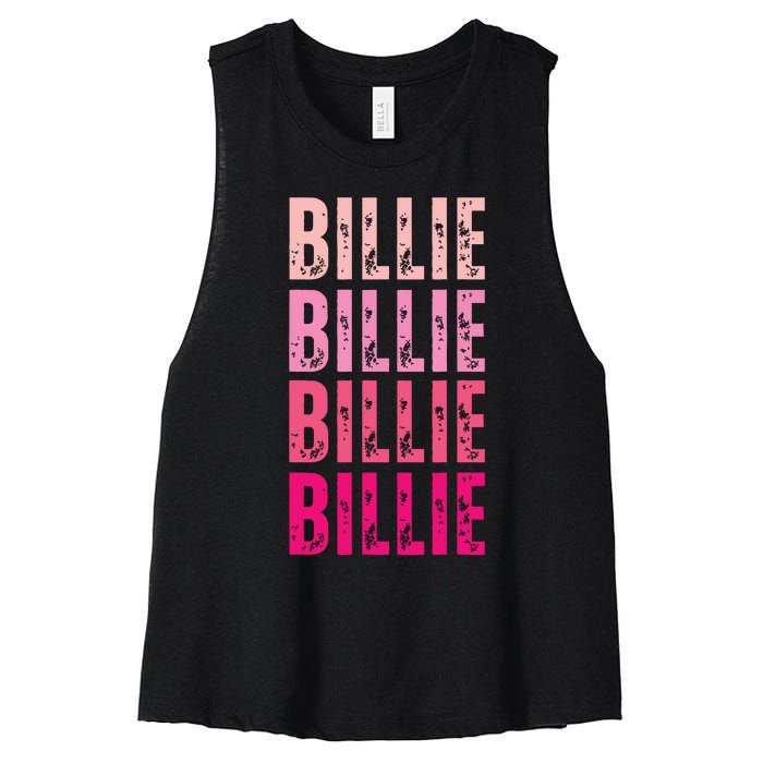 Personalized Name Billie I Love Billie Women's Racerback Cropped Tank