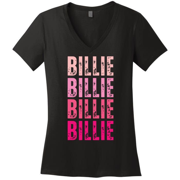 Personalized Name Billie I Love Billie Women's V-Neck T-Shirt