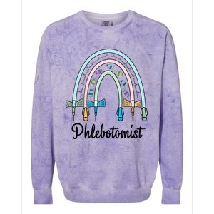 Phlebotomist Nurse Butterflies Needle Rainbow Phlebotomy Nurse Lab Week Colorblast Crewneck Sweatshirt