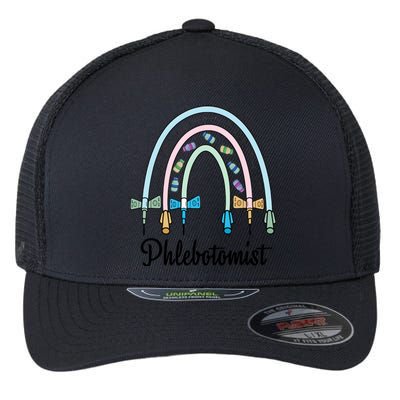 Phlebotomist Nurse Butterflies Needle Rainbow Phlebotomy Nurse Lab Week Flexfit Unipanel Trucker Cap