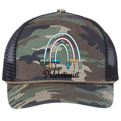 Phlebotomist Nurse Butterflies Needle Rainbow Phlebotomy Nurse Lab Week Retro Rope Trucker Hat Cap