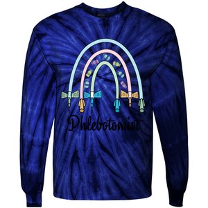 Phlebotomist Nurse Butterflies Needle Rainbow Phlebotomy Nurse Lab Week Tie-Dye Long Sleeve Shirt