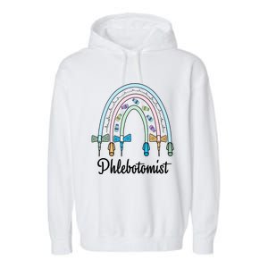 Phlebotomist Nurse Butterflies Needle Rainbow Phlebotomy Nurse Lab Week Garment-Dyed Fleece Hoodie