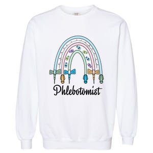 Phlebotomist Nurse Butterflies Needle Rainbow Phlebotomy Nurse Lab Week Garment-Dyed Sweatshirt