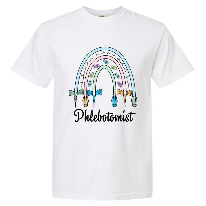 Phlebotomist Nurse Butterflies Needle Rainbow Phlebotomy Nurse Lab Week Garment-Dyed Heavyweight T-Shirt