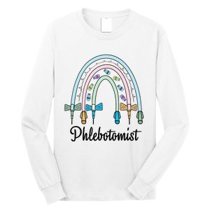 Phlebotomist Nurse Butterflies Needle Rainbow Phlebotomy Nurse Lab Week Long Sleeve Shirt