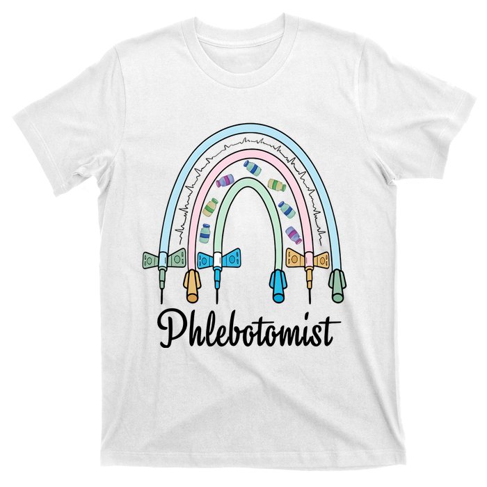 Phlebotomist Nurse Butterflies Needle Rainbow Phlebotomy Nurse Lab Week T-Shirt