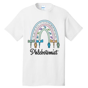 Phlebotomist Nurse Butterflies Needle Rainbow Phlebotomy Nurse Lab Week Tall T-Shirt