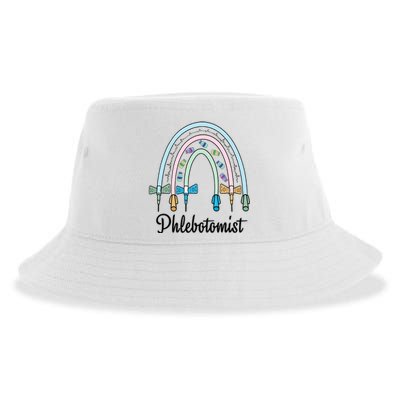 Phlebotomist Nurse Butterflies Needle Rainbow Phlebotomy Nurse Lab Week Sustainable Bucket Hat