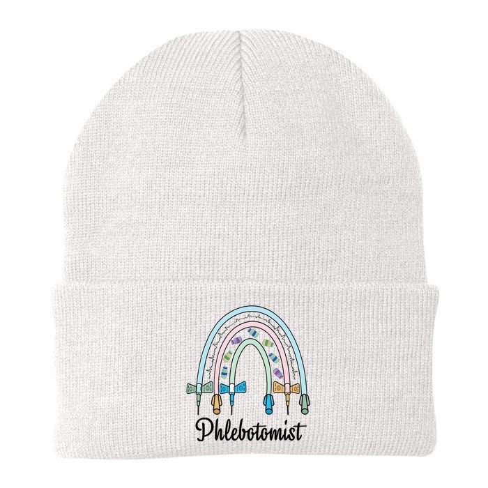 Phlebotomist Nurse Butterflies Needle Rainbow Phlebotomy Nurse Lab Week Knit Cap Winter Beanie