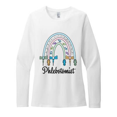 Phlebotomist Nurse Butterflies Needle Rainbow Phlebotomy Nurse Lab Week Womens CVC Long Sleeve Shirt