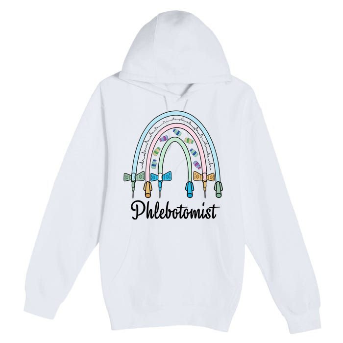 Phlebotomist Nurse Butterflies Needle Rainbow Phlebotomy Nurse Lab Week Premium Pullover Hoodie