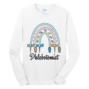 Phlebotomist Nurse Butterflies Needle Rainbow Phlebotomy Nurse Lab Week Tall Long Sleeve T-Shirt