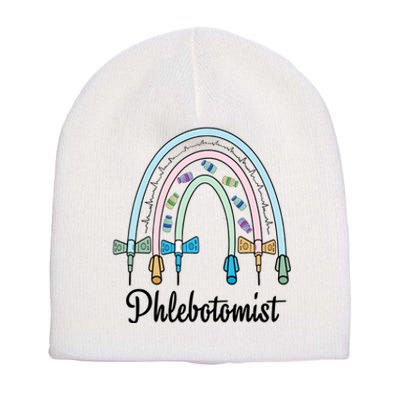 Phlebotomist Nurse Butterflies Needle Rainbow Phlebotomy Nurse Lab Week Short Acrylic Beanie