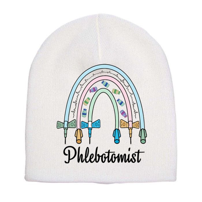 Phlebotomist Nurse Butterflies Needle Rainbow Phlebotomy Nurse Lab Week Short Acrylic Beanie