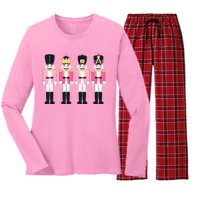 Pink Nutcracker Ballet Vintage Christmas Nutcracker Women's Long Sleeve Flannel Pajama Set 