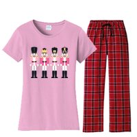 Pink Nutcracker Ballet Vintage Christmas Nutcracker Women's Flannel Pajama Set