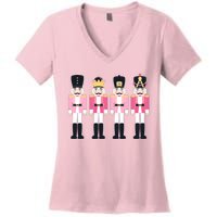 Pink Nutcracker Ballet Vintage Christmas Nutcracker Women's V-Neck T-Shirt