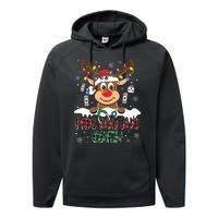 Peds Nurse Boo Crew Reindeer Nurse Buffalo Plaid Christmas Performance Fleece Hoodie