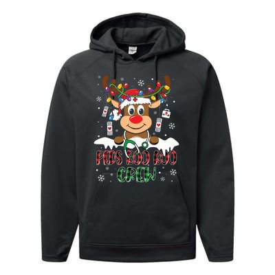 Peds Nurse Boo Crew Reindeer Nurse Buffalo Plaid Christmas Performance Fleece Hoodie