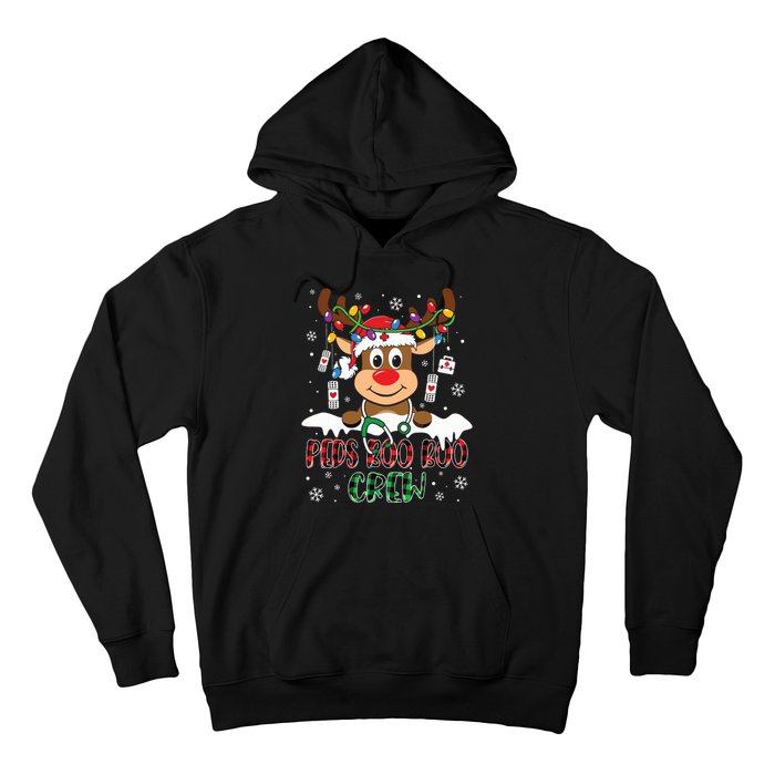 Peds Nurse Boo Crew Reindeer Nurse Buffalo Plaid Christmas Hoodie