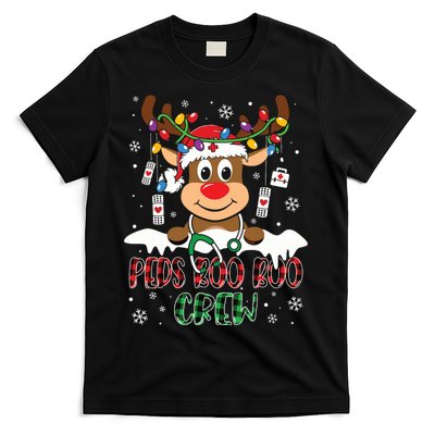 Peds Nurse Boo Crew Reindeer Nurse Buffalo Plaid Christmas T-Shirt