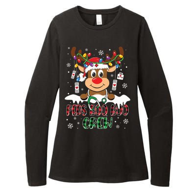 Peds Nurse Boo Crew Reindeer Nurse Buffalo Plaid Christmas Womens CVC Long Sleeve Shirt