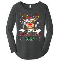 Peds Nurse Boo Crew Reindeer Nurse Buffalo Plaid Christmas Women's Perfect Tri Tunic Long Sleeve Shirt