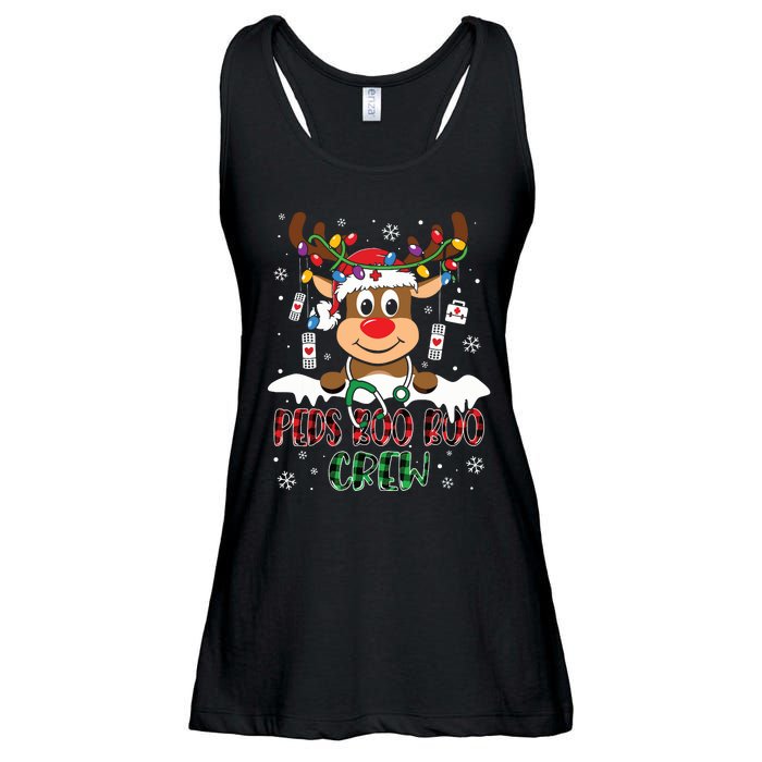 Peds Nurse Boo Crew Reindeer Nurse Buffalo Plaid Christmas Ladies Essential Flowy Tank