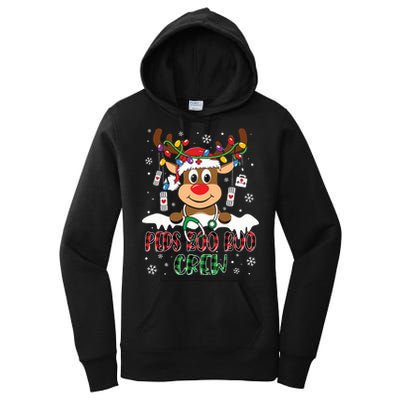 Peds Nurse Boo Crew Reindeer Nurse Buffalo Plaid Christmas Women's Pullover Hoodie