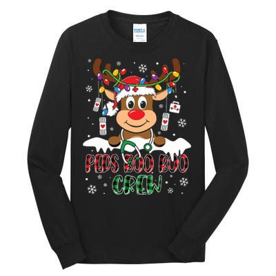 Peds Nurse Boo Crew Reindeer Nurse Buffalo Plaid Christmas Tall Long Sleeve T-Shirt