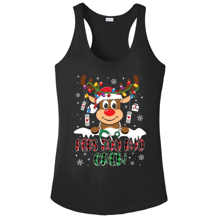 Peds Nurse Boo Crew Reindeer Nurse Buffalo Plaid Christmas Ladies PosiCharge Competitor Racerback Tank