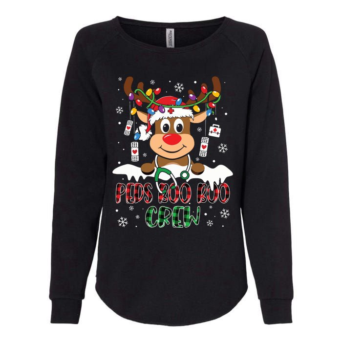 Peds Nurse Boo Crew Reindeer Nurse Buffalo Plaid Christmas Womens California Wash Sweatshirt