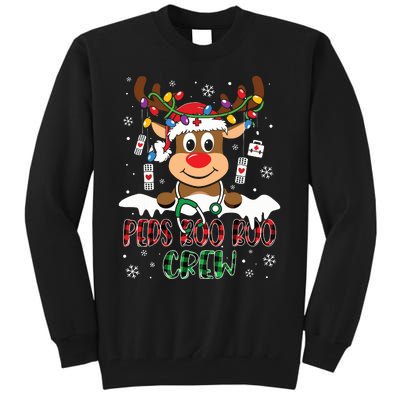 Peds Nurse Boo Crew Reindeer Nurse Buffalo Plaid Christmas Tall Sweatshirt