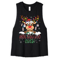 Peds Nurse Boo Crew Reindeer Nurse Buffalo Plaid Christmas Women's Racerback Cropped Tank