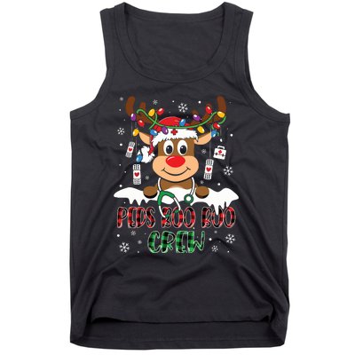 Peds Nurse Boo Crew Reindeer Nurse Buffalo Plaid Christmas Tank Top