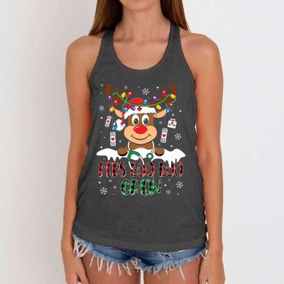 Peds Nurse Boo Crew Reindeer Nurse Buffalo Plaid Christmas Women's Knotted Racerback Tank