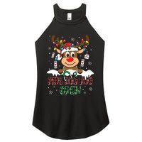 Peds Nurse Boo Crew Reindeer Nurse Buffalo Plaid Christmas Women's Perfect Tri Rocker Tank