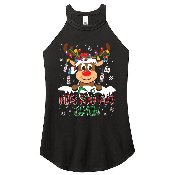 Peds Nurse Boo Crew Reindeer Nurse Buffalo Plaid Christmas Women's Perfect Tri Rocker Tank