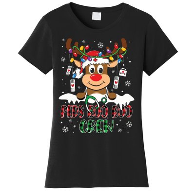 Peds Nurse Boo Crew Reindeer Nurse Buffalo Plaid Christmas Women's T-Shirt