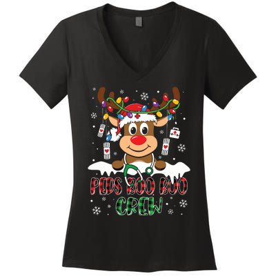 Peds Nurse Boo Crew Reindeer Nurse Buffalo Plaid Christmas Women's V-Neck T-Shirt