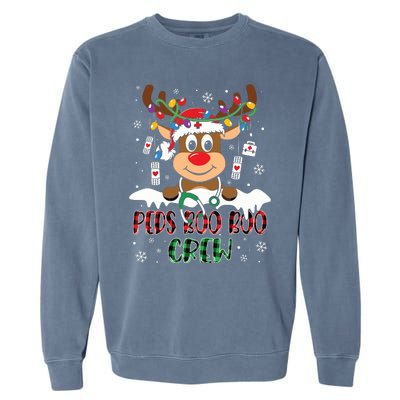 Peds Nurse Boo Crew Reindeer Nurse Buffalo Plaid Christmas Garment-Dyed Sweatshirt